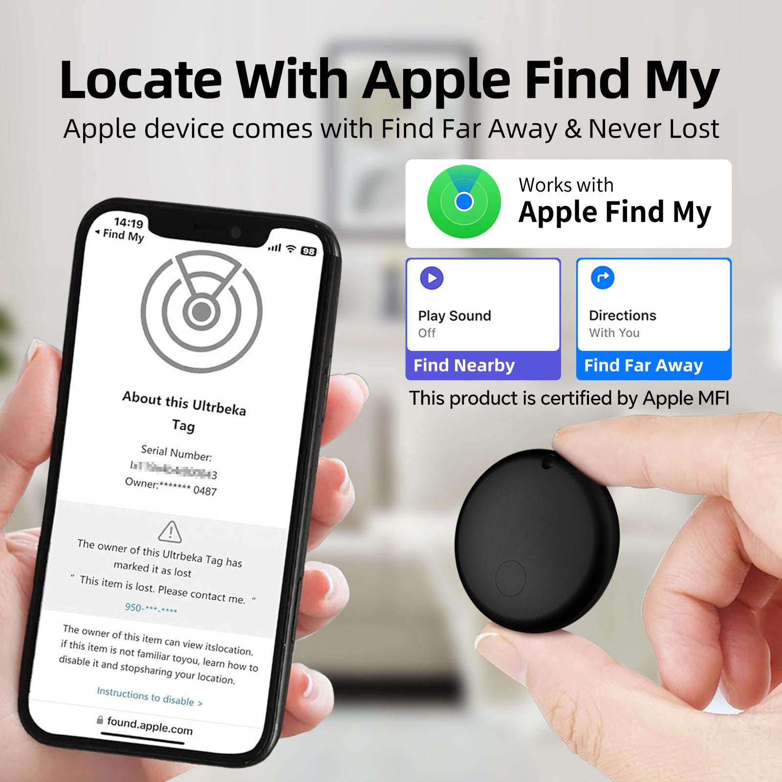 Airtag GPS Pet Tracker – Bluetooth Alarm for Dogs & Cats Real-Time Location Device