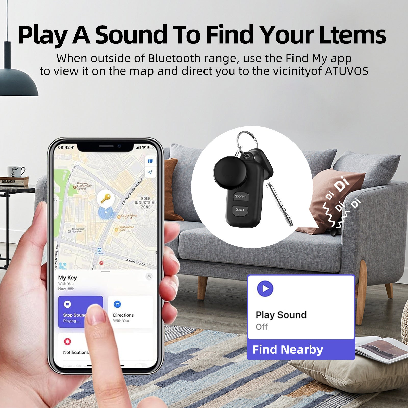 Airtag GPS Pet Tracker – Bluetooth Alarm for Dogs & Cats Real-Time Location Device