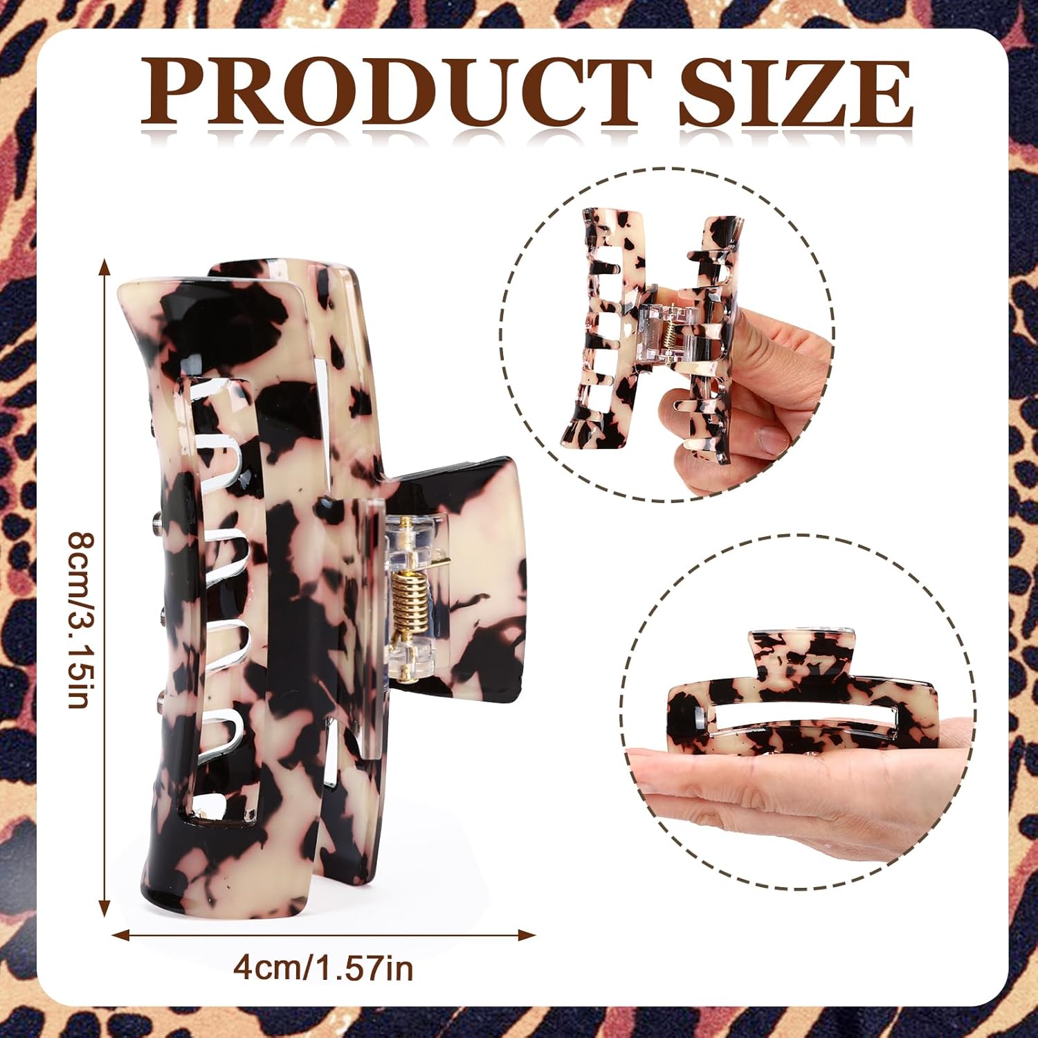 Tortoise Hair Claw Clips 4PCS – Strong Hold Acrylic Jaw Clips for Women
