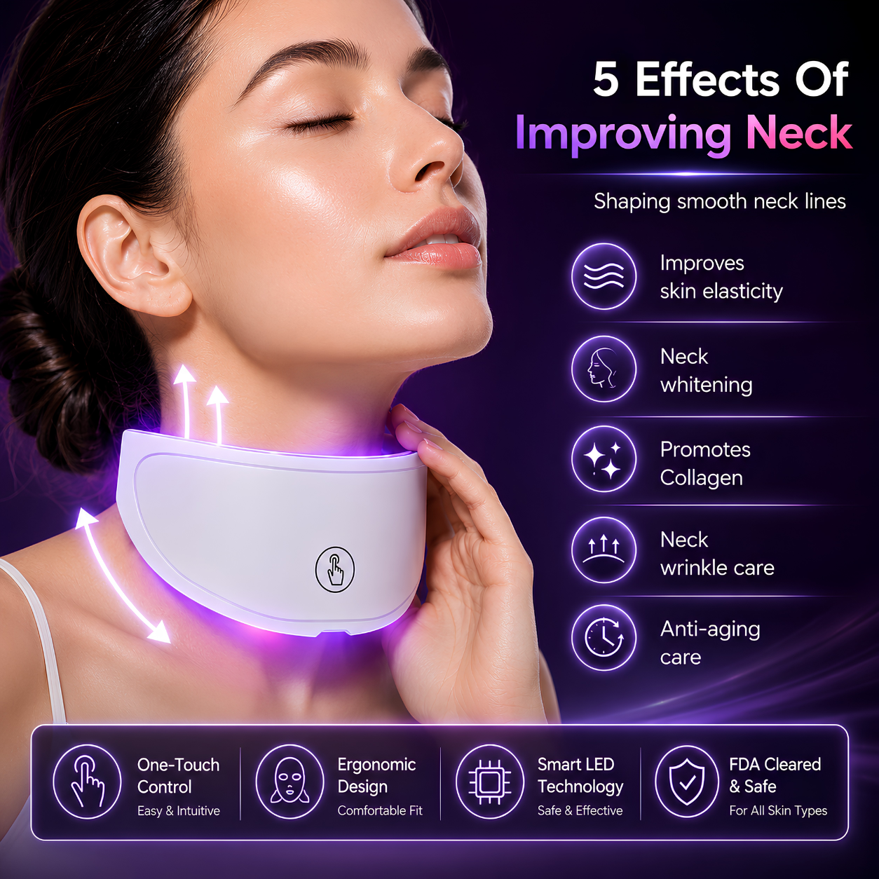 Touch Screen 7 Color LED Face & Neck Mask - Anti-Aging, Acne Care & Skin Rejuvenation