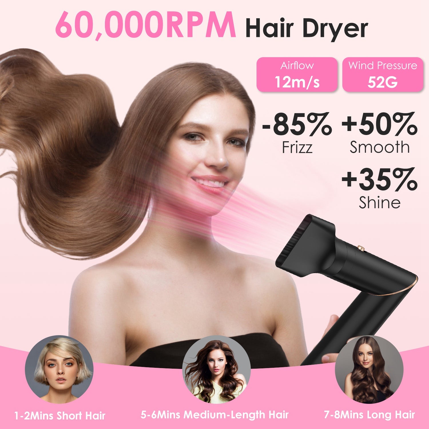 5 in 1 Hot Air Styler – Hair Dryer, Straightener, Curler, Volumizer & Detangler