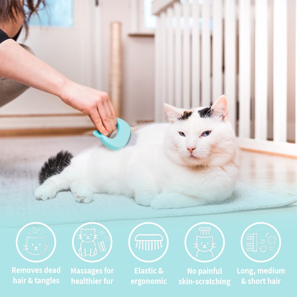 Pet Grooming Comb — 2-in-1 Deshedding Brush & Massage Comb for Cats and Dogs