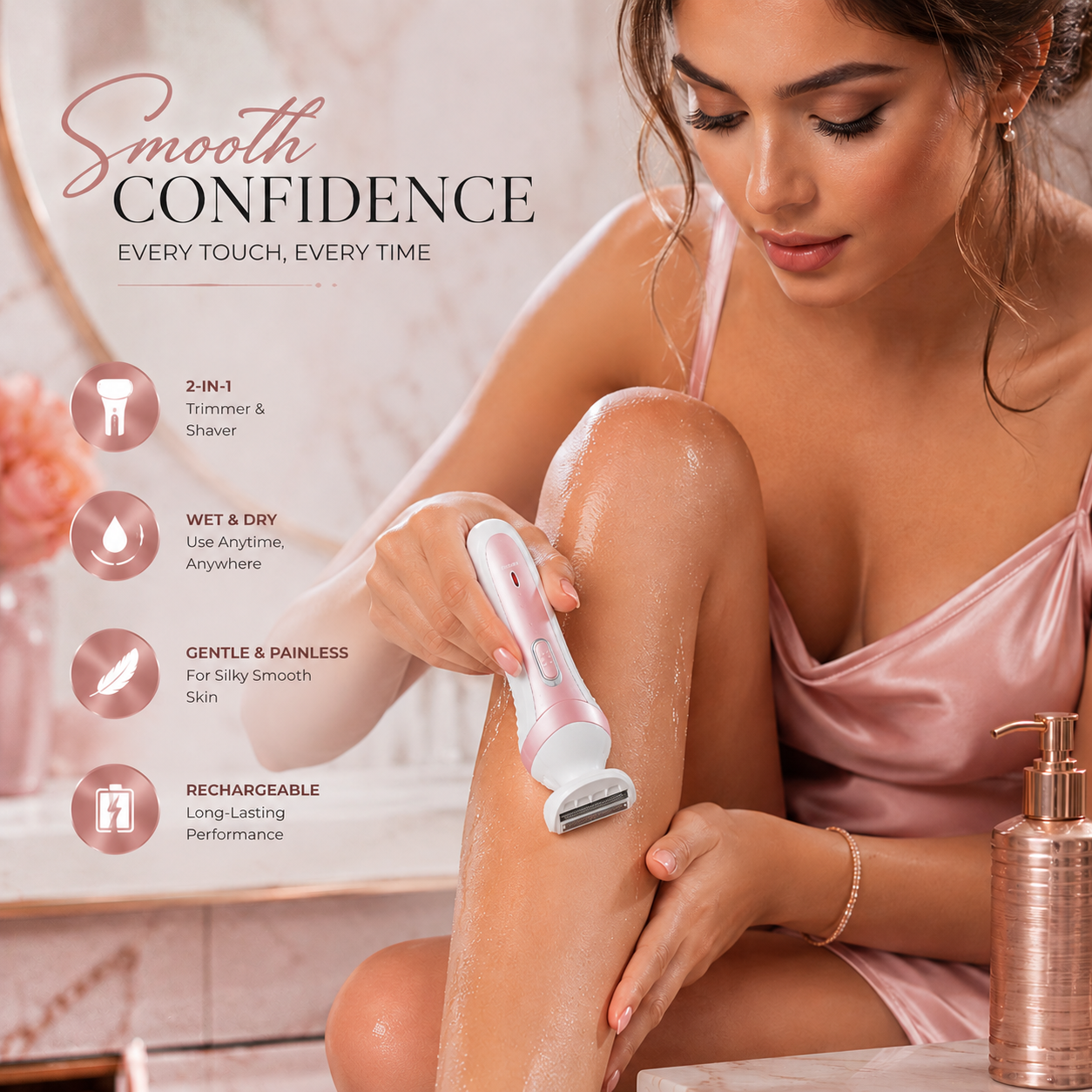 Electric Hair Remover & Trimmer Shaver Rechargeable Hair Removal Device For Women