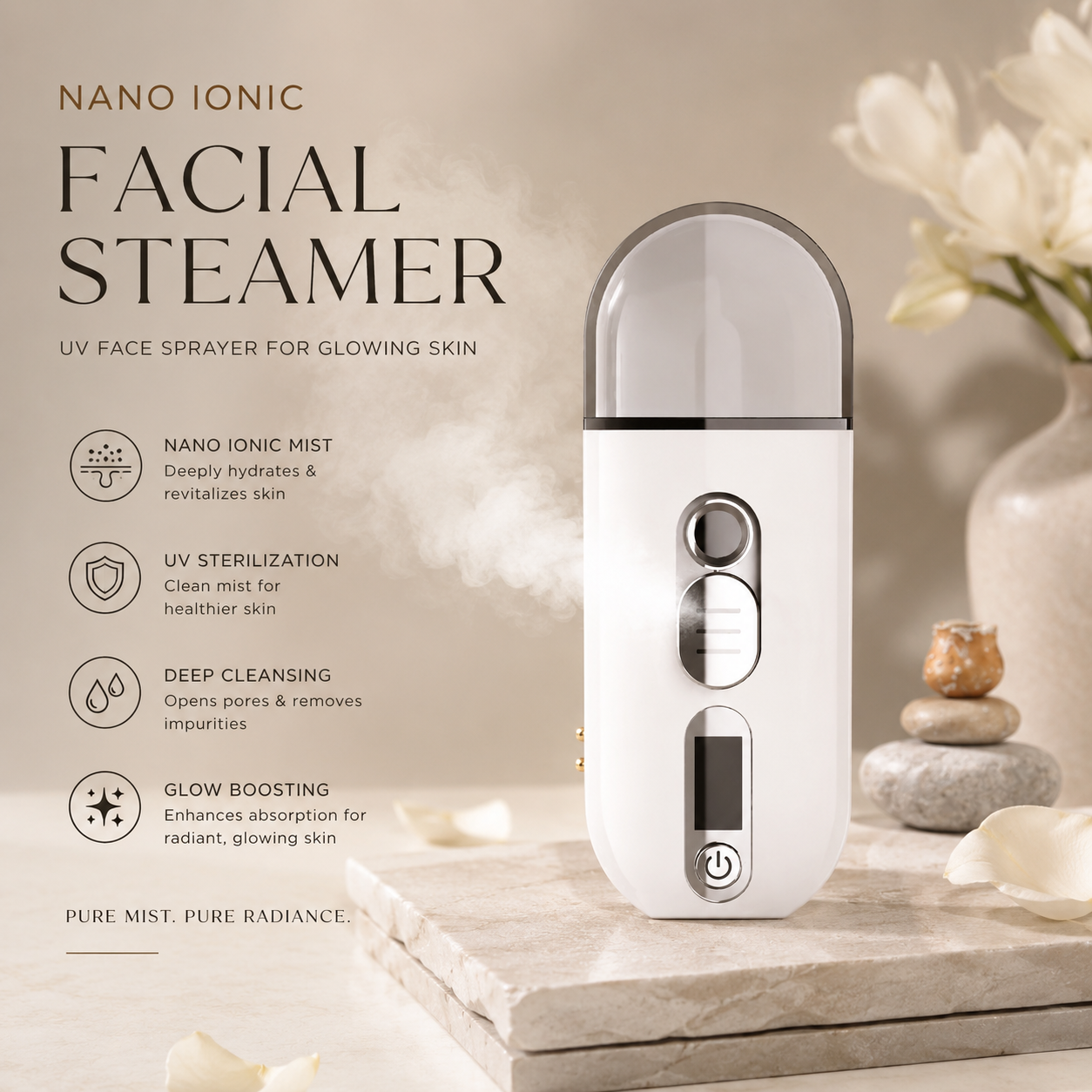 Nano Ionic Facial Steamer — UV Face Sprayer for Glowing Skin