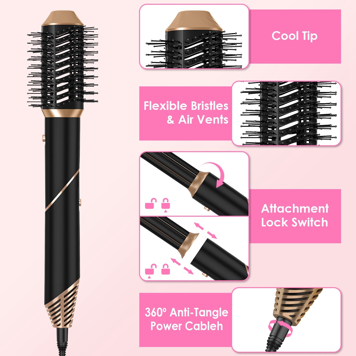 5 in 1 Hot Air Styler – Hair Dryer, Straightener, Curler, Volumizer & Detangler